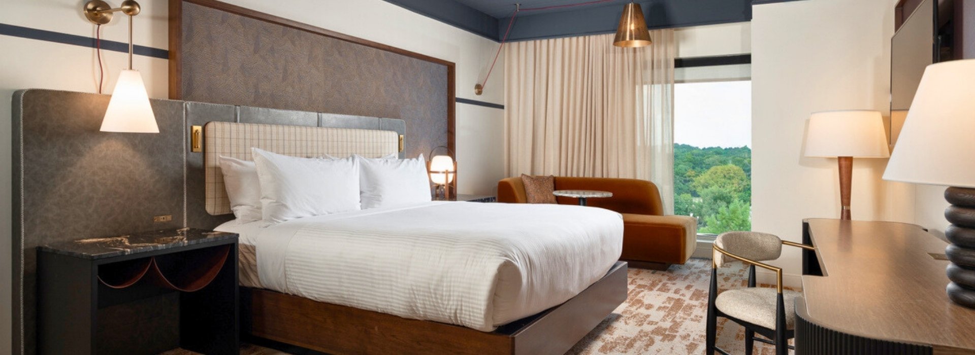 King Bedroom Features at The Elmore Hotel in Southlake TX